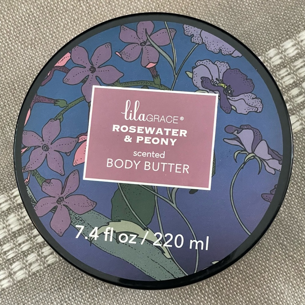 NEW Lila Grace Rosewater & Peony Scented Body Butter 7.4 oz Full Size